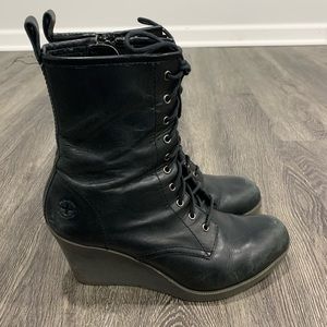 Dr. Marten Marcie Black Lace Up Wedge Boots Size 8